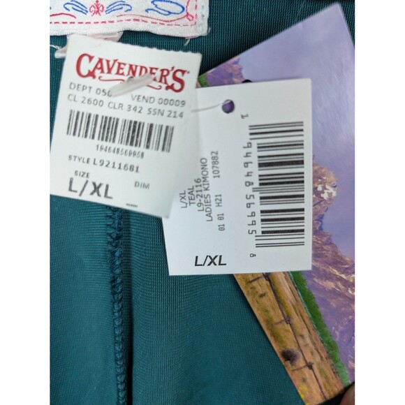 Panhandle Kimono Womens L/XL Teal Velvet Open Front Western Boho Style L8-2116 - Picture 5 of 12